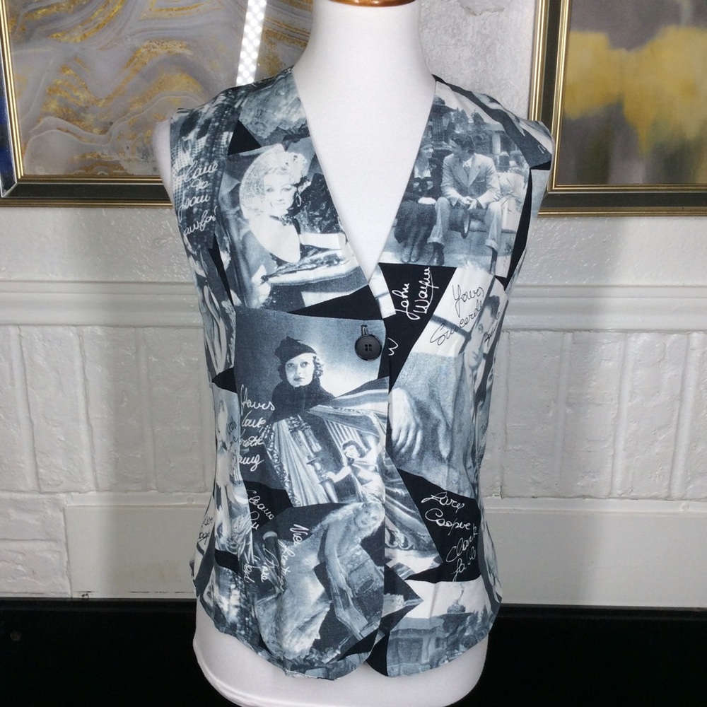 Y2K old Movie Vintage Black and White Vest